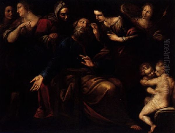 Tobit Curing His Father's Blindness Oil Painting by Giovanni Stefano Danedi