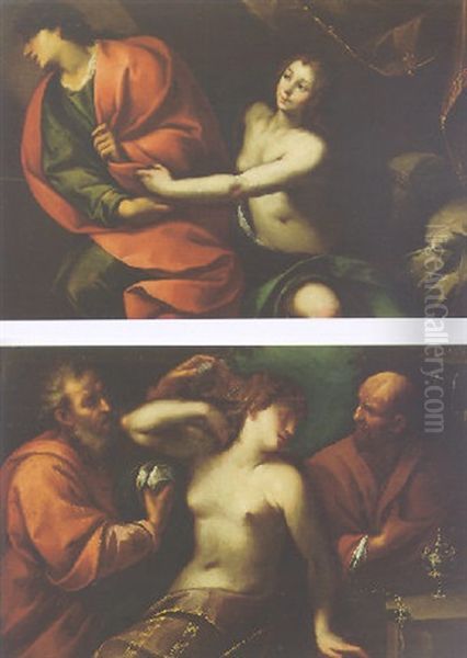 Joseph And Potiphar's Wife Oil Painting by Giovanni Stefano Danedi