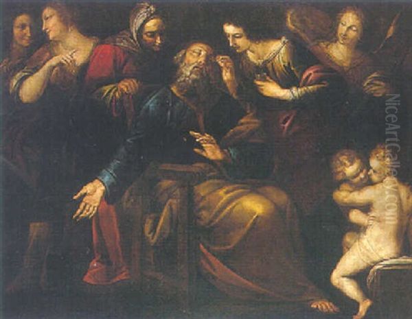 Tobit Curing His Father's Blindness Oil Painting by Giovanni Stefano Danedi