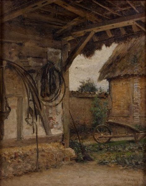 Vue D'une Cour De Ferme Depuis Une Grange Oil Painting by Henri Camille Danger