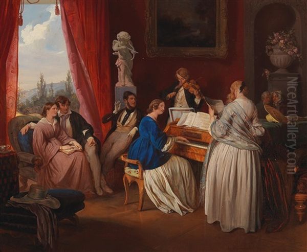 The Family Concert Oil Painting by Josef Danhauser