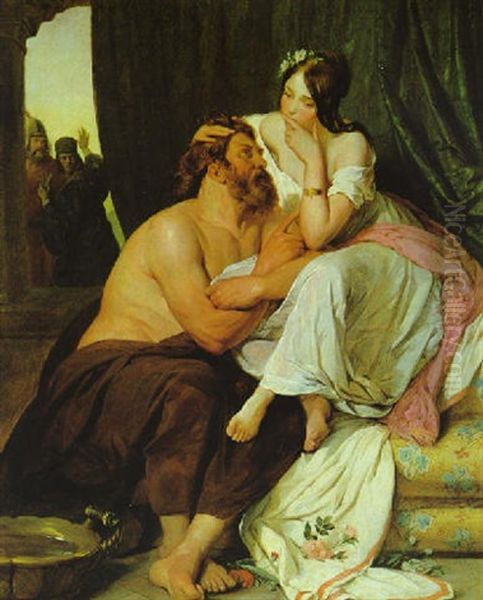 Samson Und Dalila Oil Painting by Josef Danhauser