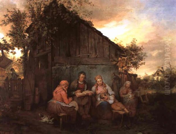 Abendruhe Oil Painting by Josef Danhauser