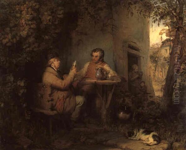 Die Weinkoster Oil Painting by Josef Danhauser