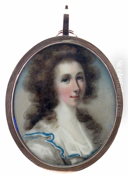 Portrait Miniature Of A Lady With Curly Hair Oil Painting by Abraham Daniel