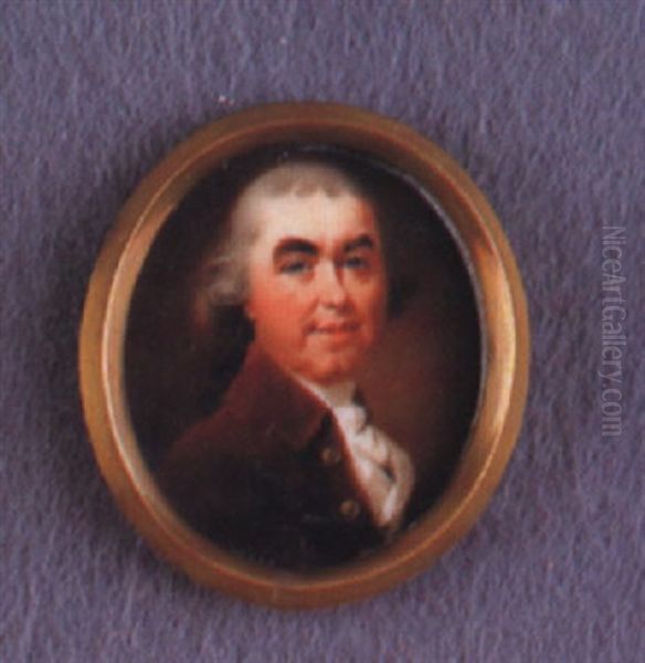 Portrait Of A Gentleman With Powdered Hair En Queue Wearing A Brown Coat Oil Painting by Joseph Daniel