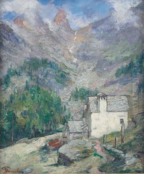 Baite Nelle Dolomiti Oil Painting by Giuseppe Danieli