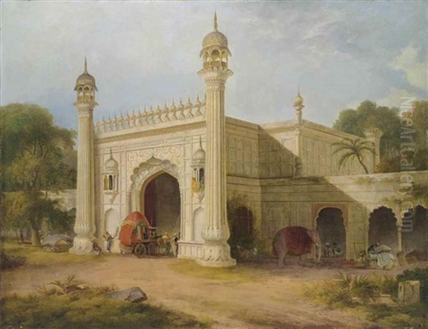 The Gate Of Serai, At Chandpore, In The Rohilla District, East Indies Oil Painting by Thomas Daniell