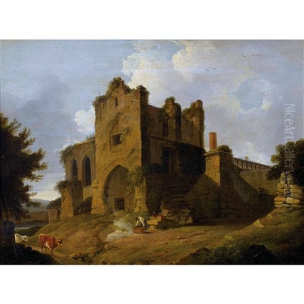 Englische Landschaft Mit Kirchenruine Und Staffage Oil Painting by Thomas Daniell