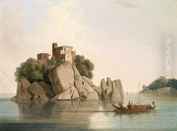 Carved Rocks At Sultaungunge, Bihar Oil Painting by Thomas Daniell