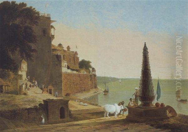 View Of Panchganga Ghat, Benares Oil Painting by Thomas Daniell