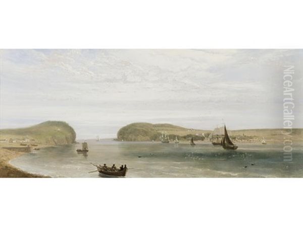 The Town And Entrance To The Bay Of Cromarty Oil Painting by William Daniell