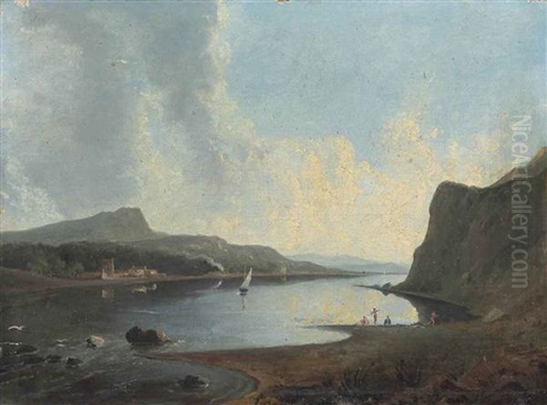 A View Of The Isle Of Eigg With The Scurr Of Eigg In The Distance Oil Painting by William Daniell