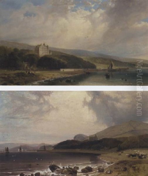 View Of Dunrobin Castle, Sutherland, From The South-east Oil Painting by William Daniell