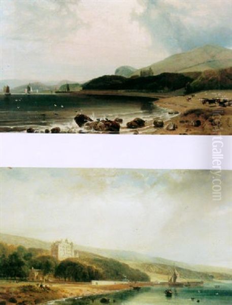 A View Of Dunrobin Castle, Sutherland, Scotland Oil Painting by William Daniell