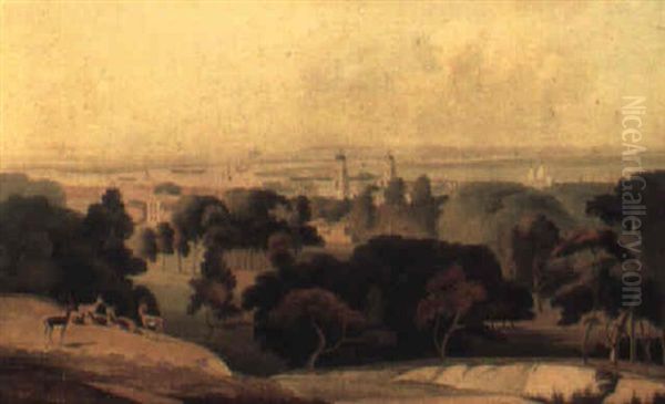 View Of Greenwich Oil Painting by William Daniell