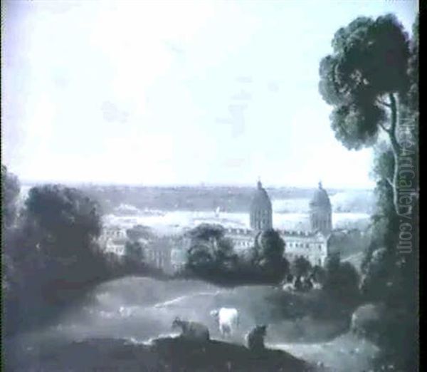 View Of London From Greenwich Oil Painting by William Daniell