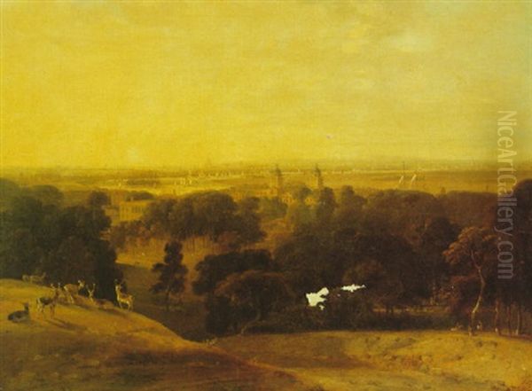 A View Of London From Greenwich Park Oil Painting by William Daniell