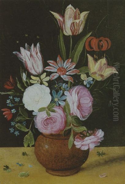 Blumen In Einer Vase Auf Einem Tisch Oil Painting by Andries Daniels