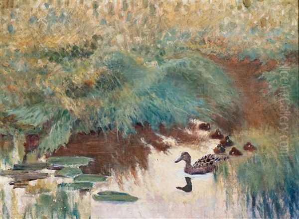 Ducks Oil Painting by Carl Otto Danielson