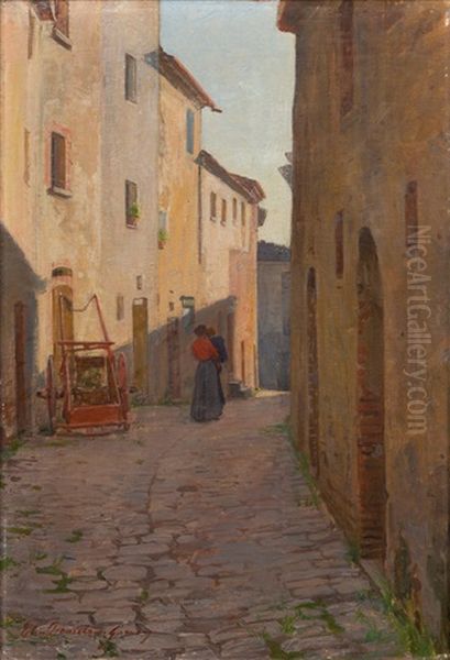 An Alleyway Oil Painting by Elin Danielson-Gambogi