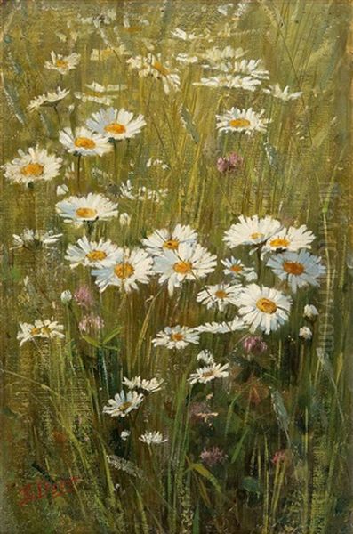 Flowers In The Meadow Oil Painting by Elin Danielson-Gambogi