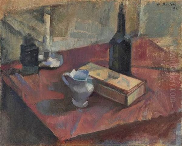 Still Life With Boccalino And Candle Oil Painting by Heinrich Danioth