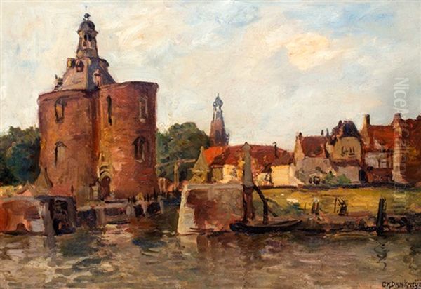 De Drommedaris Te Enkhuizen Oil Painting by Charles Dankmeijer