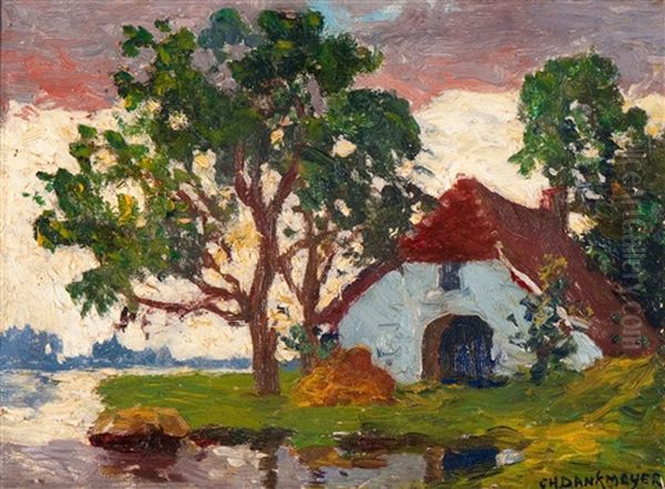 Farm In The Vicinity Of Abcoude Oil Painting by Charles Dankmeijer