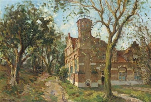 The Red-brick House Oil Painting by Charles Dankmeijer