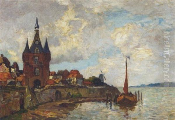 De Lekpoort, Vianen: A City Gate By The River Lek Oil Painting by Charles Dankmeijer