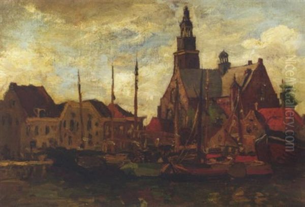 View Of The Groote Kerk, Maassluis Oil Painting by Charles Dankmeijer