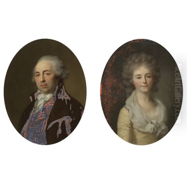 Portrait Of Francois Issac Couderc (+ Portrait Of Madam Couderc; Pair) Oil Painting by Henri-Pierre Danloux