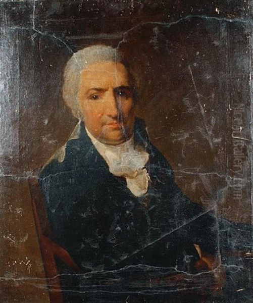 Portrait Of A Gentleman In A Black Coat With A White Cravat Oil Painting by Henri-Pierre Danloux