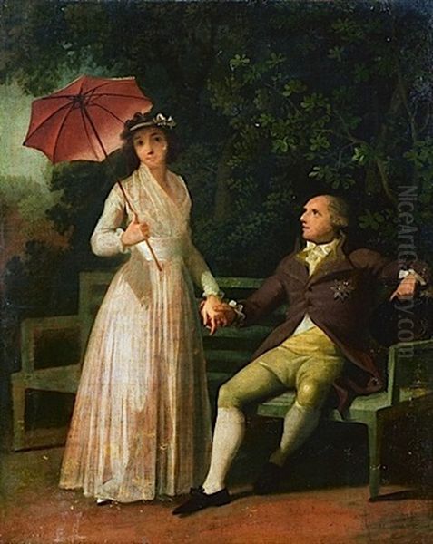 Couple Dans Un Parc Oil Painting by Henri-Pierre Danloux