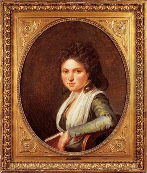 Portrait De Mademoiselle De Richemont (?) Oil Painting by Henri-Pierre Danloux