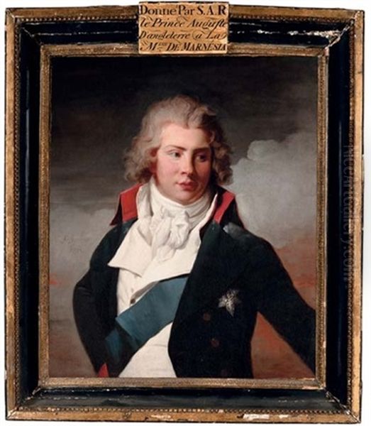 Portrait Of Augustus Frederick, Duke Of Brunswick-luneburg, Third Son Of George Iii In A Blue Coat Oil Painting by Henri-Pierre Danloux