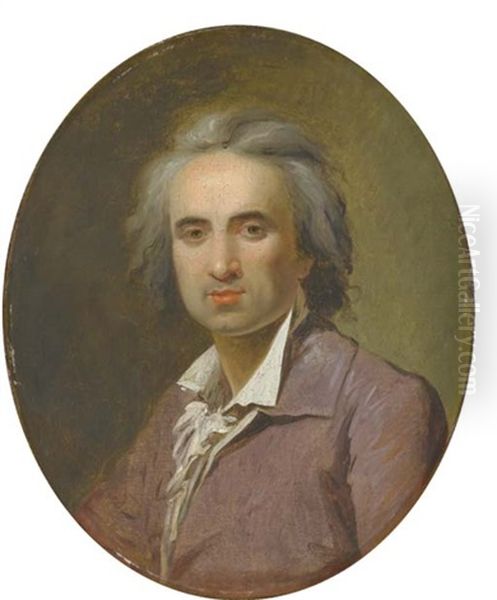 Portrait D'homme En Buste, Portant Une Redingote Mauve Oil Painting by Henri-Pierre Danloux