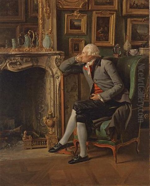 The Baron De Besenval In His Salon De Compagnie Oil Painting by Henri-Pierre Danloux