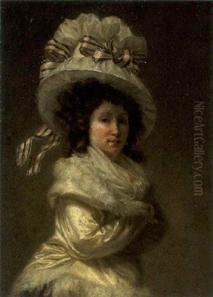 Portrait De Jeune Femme En Blanc Oil Painting by Henri-Pierre Danloux