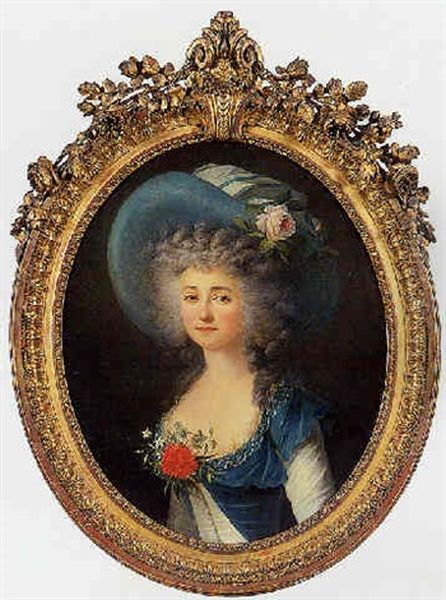 Portrait De Jeune Femme Au Chapeau Oil Painting by Henri-Pierre Danloux