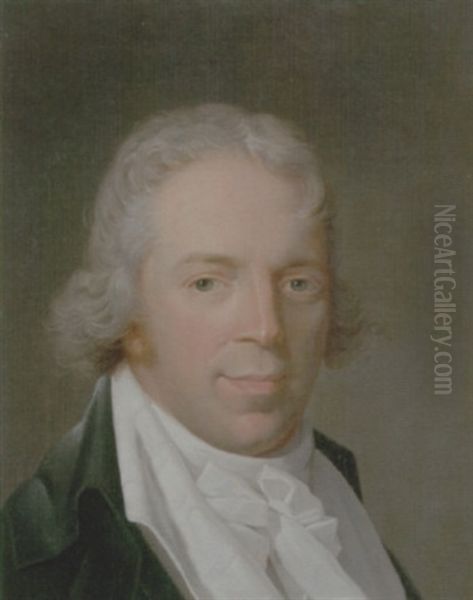 Portrait Of A Man Wearing A Grey Jacket And A White Cravat Oil Painting by Henri-Pierre Danloux