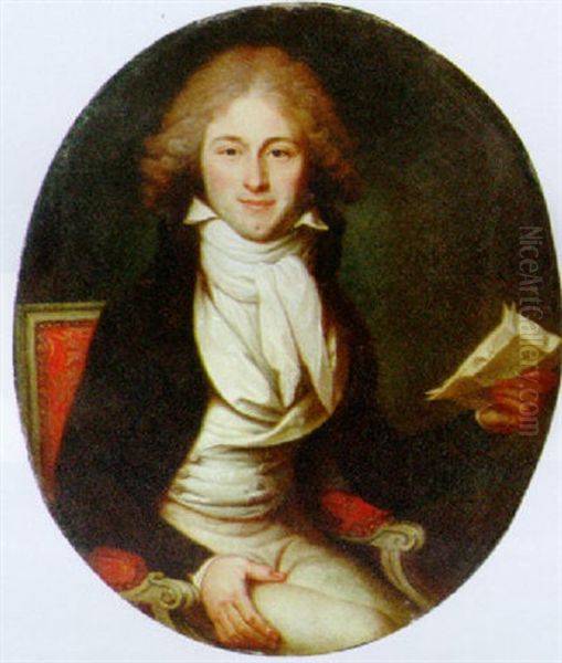 Portrait Of A Young Man Seated In A Chair Reading A Letter Oil Painting by Henri-Pierre Danloux