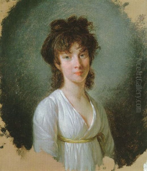 Portrait De Marie De Lisle Oil Painting by Henri-Pierre Danloux