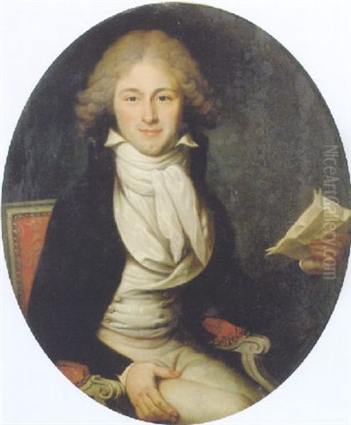 Portrait Of A Young Man Seated In A Chair Reading A Letter Oil Painting by Henri-Pierre Danloux