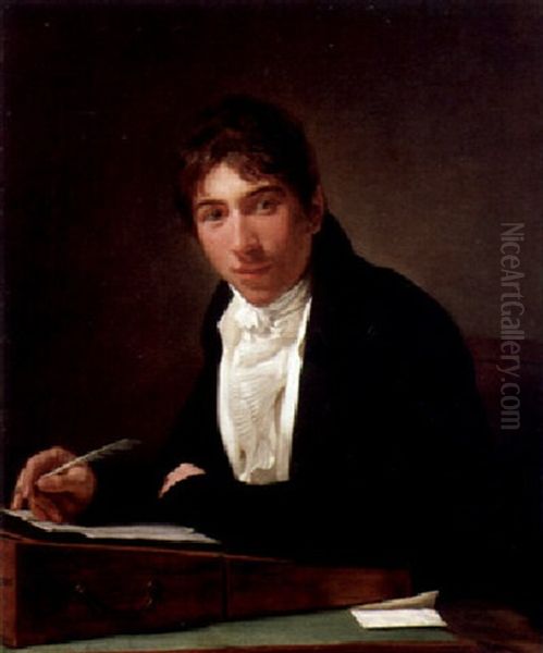 Portrait Of Mr. Gardiner Of Coombe Lodge At A Writing Table Oil Painting by Henri-Pierre Danloux