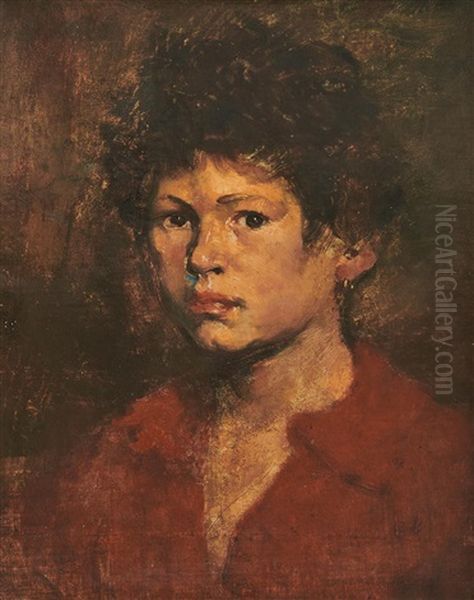 Boy In Red Oil Painting by William Turner Dannat