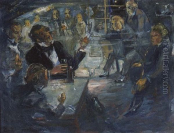 Hoffmann Erzahlt Seinen Freunden Im Keller Oil Painting by Karl Dannemann