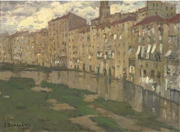 On The Arno Oil Painting by Alice Dannenberg