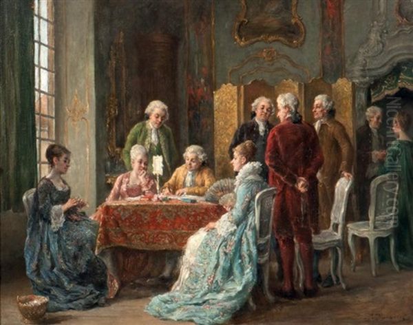 La Signature Du Contrat Oil Painting by Leon Marie Constant Dansaert